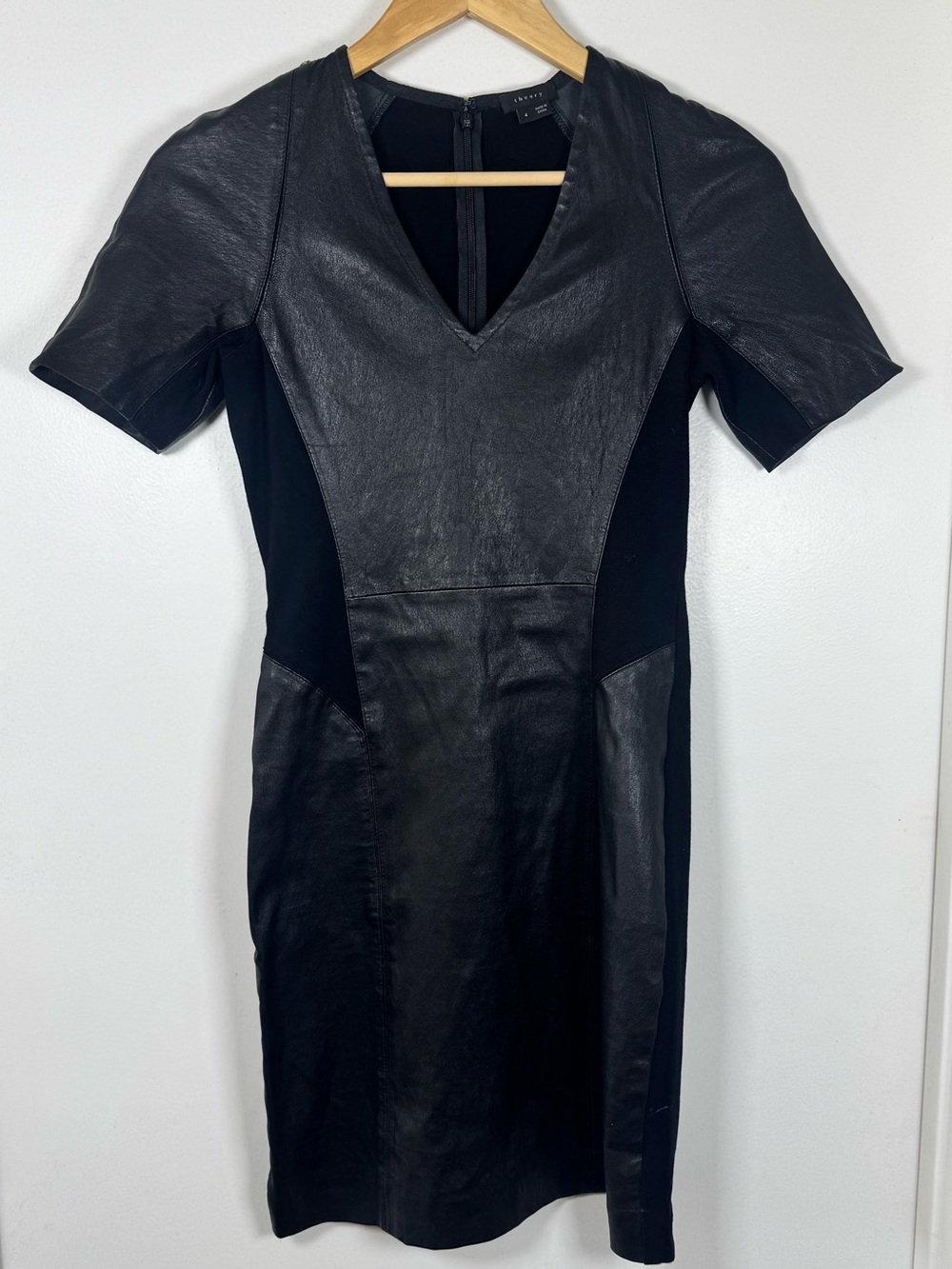 Theory Serto Lambskin Leather Black Mini Dress Women’s 4 Nordstrom Whimsygoth EU